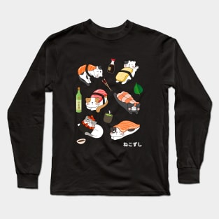 Nekozushi Cute Kawaii Cat Sushi Long Sleeve T-Shirt